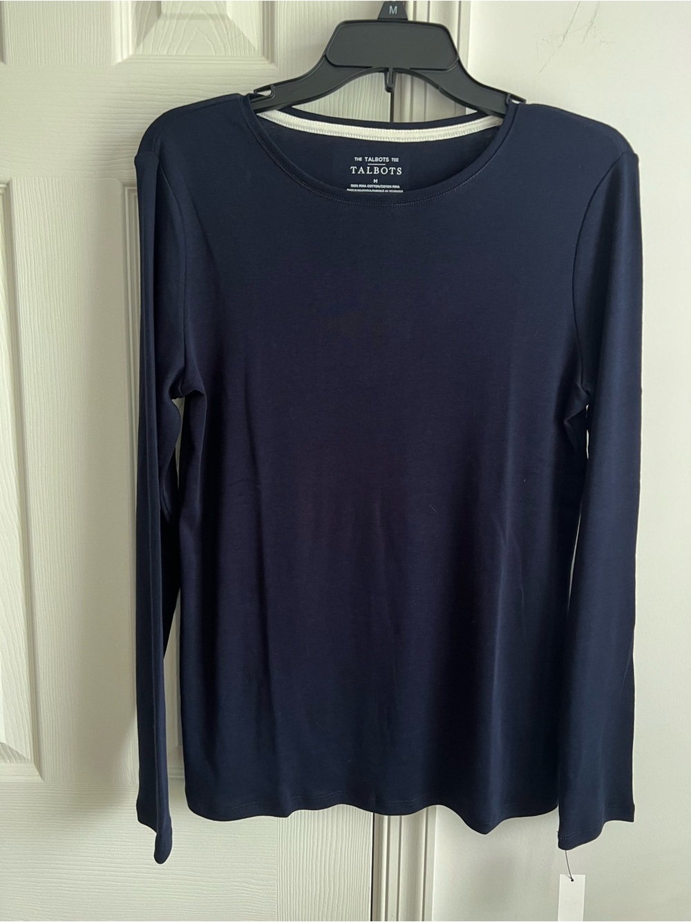 Talbots Women's Long-Sleeve Navy blue Crewneck Top M